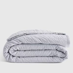 Quince Organic Cotton Stripe Stitch Quilt -Full/Queen- light blue